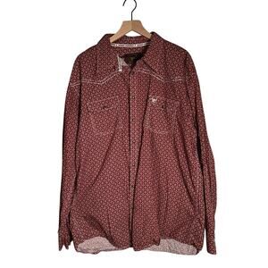 COWBOY HARDWARE patterned oversized cowboy western rodeo pearl snap shirt XXL